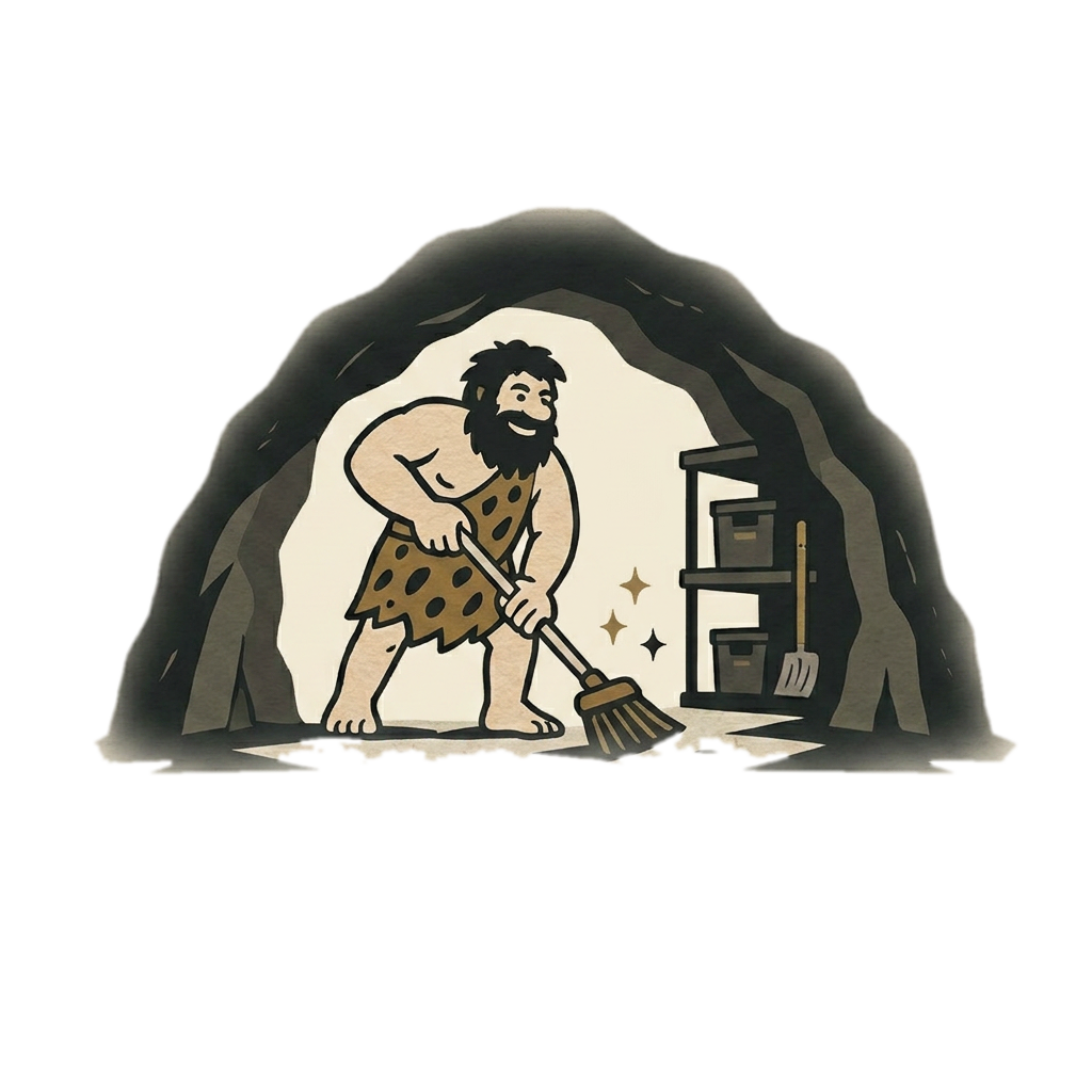 Cave Cleaners caveman emblem